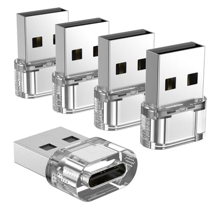 USB to USB C Adapter 5 Pack,USB C Female to A Male Charger Converter Compatible with Apple Watch Ultra iWatch,iPhone 16/15/ Pro Max Plus,iPad,Samsung Galaxy S23,Car, Laptop,Charger, Quest Link, etc. - color: Clear, size: 5PCS
