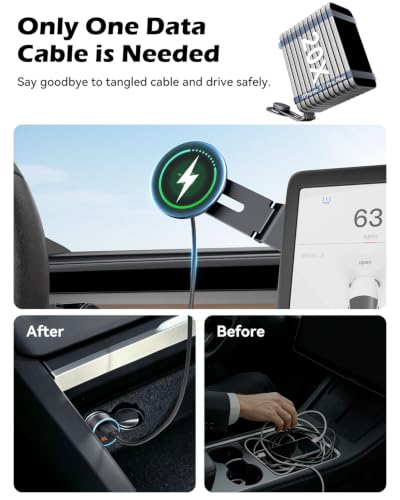 15W Charging Phone Mount for Tesla Model 3/Y, Magnetic Car Metal Holder