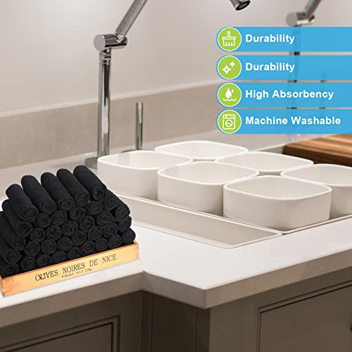 Tenare 100 Pack 12'' x 12'' Microfiber Cleaning Cloths Reusable Cleaning Rags Bulk Microfiber Towels Softer Highly Absorbent Washcloths for House Kitchen Car Window(Black) - color: Black