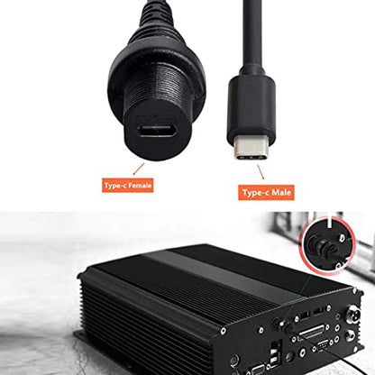 chenyang USB 3.1 Gen 2 10Gbps Flush Mount USB C Male to Female Extension Cable for Car Dashboard Panel Mount Waterproof Dustproof Round - style: USB 3.1 Type C Round