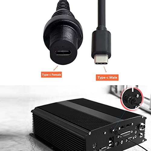 chenyang USB 3.1 Gen 2 10Gbps Flush Mount USB C Male to Female Extension Cable for Car Dashboard Panel Mount Waterproof Dustproof Round - style: USB 3.1 Type C Round