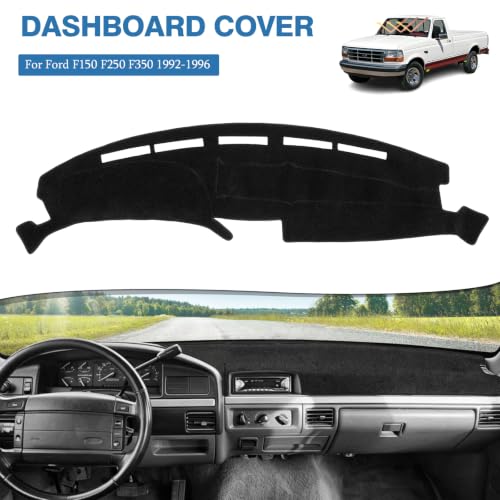 FIILINES Dash Cover Fit for Ford F150 F250 F350 1992-1996, Dashboard Mat Exact Fit for F-150 F-250 F-350 Accessories Dashboard Pad Carpet Dash Mat Sunshade Non-Slip Polyester Protector No Glare Black - size: For F150 F250 F350 1992-1996