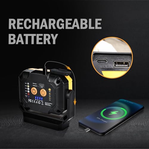 Magnetic Work Light, 1200LM Rechargeable Shop Lights - color: Yellow