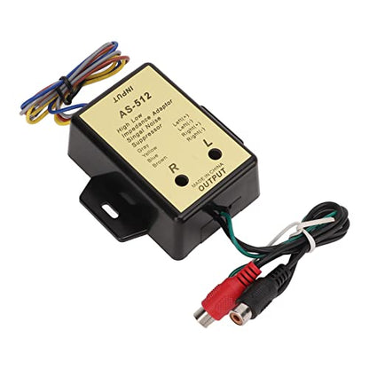 Generic 2 Channel Line Output Converter High Low Impedance Adapter Speaker Level to for Car Amplifier Home Audio with Bass Boost & Universal Fit