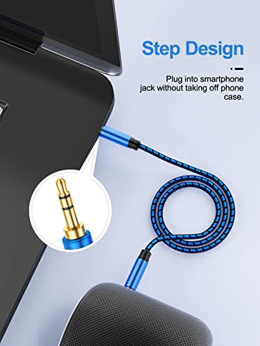 Aux Cord 4 ft - Nylon Braided 3.5mm Audio Cable for Car Stereo, Aux Cable for Headphones, Speakers - size: 4ft