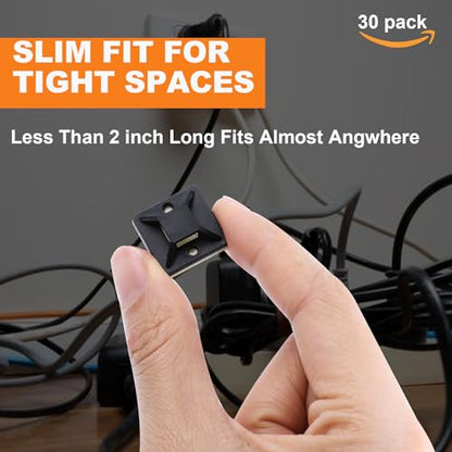 30 Pack 2 inch Zip Tie Adhesive Mounts Self Adhesive Cable Tie Base Holders with Multi-Purpose Tie wire clips with screw hole,Anchor stick on wire holder with 8 inch zip ties （Black&White） - color: 30 Pack 2" Black/White