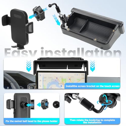 Car Phone Holder Fit for Toyota Tacoma 2024 2025/4Runner 2025 Accessories Fit 14-inch Screen, Dashboard Organizer with Cell Phone Mount Automobile Cradles Hands-Free 360 Degree Rotation - size: 24-25 Toyota Tacoma / 25 Toyota 4Runner