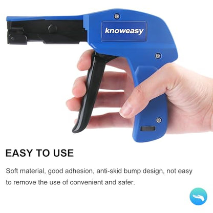 Cable Tie Gun,Knoweasy Fastening Cable Tie Tool,Die-Cast Steel Flush Cut Zip Tie Tool with Steel Handle for Nylon Cable,7 Inches Length Zip Tie Gun - color: Blue