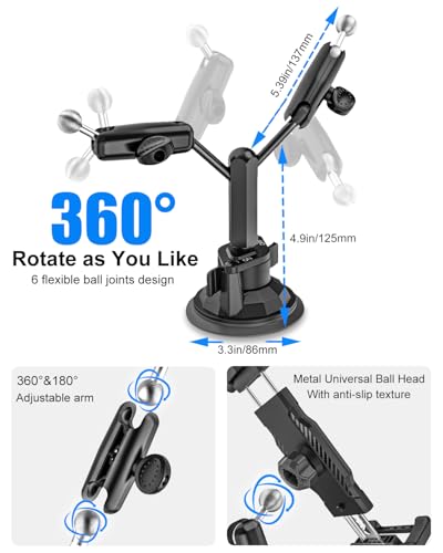 Heavy Duty Dual Tablet Holder for Car/Truck [Metal Arm] Dashboard Windshield Double Mount for Vehicle Dash Suction Stand for iPad Pro/Air/iPhone, 5.5-15.6" Tablets Phone