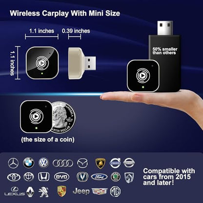 Wireless Carplay Adapter for iPhone, Auto-Connected Plug&Play Carplay Wireless Adapter with BT5.3 & Dual-Band WiFi-No Latency, Stable Fit for Cars, for Apple iPhone iOS 10+,Silver - color: Silver