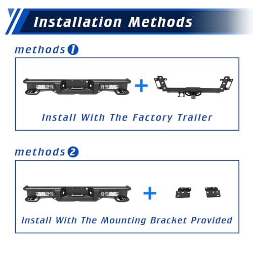 Rear Step Bumper Compatible with Ford F-150 2006-2014, Back Bumper for Ford F150 06-14 w/Shackle Mounting Bracket, Parking Sensor Holes, License Plate Lights Mounting Hole, Spare tyre Operating Hole