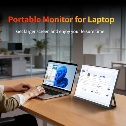 Portable Monitor 13.9" 3K QHD 3072x1920 350 Nits 72% sRGB USB-C HDMI Travel Monitor for Laptop PC PS4, Screen Extender with Kickstand, VESA Mountable - size: 13.9inch 3K