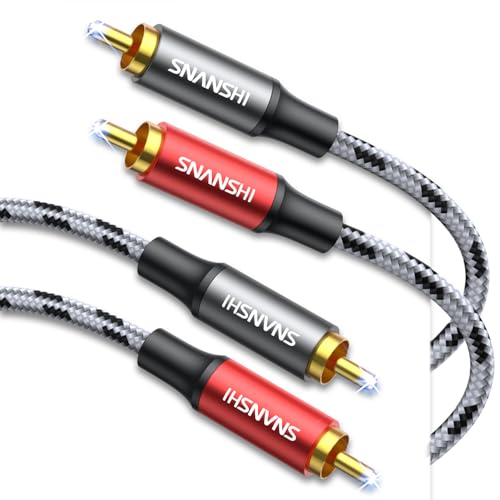 SNANSHI RCA Cables 25ft, Nylon Braided 2RCA to 2RCA Audio Cable Male to Male, Dual Shielded Hi-Fi Stereo Cord with Gold-Plated Connectors for Home Theater, Subwoofer, Amplifier, Receiver, Speaker - size: 25ft