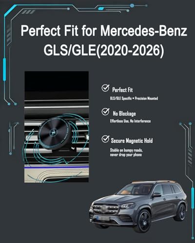 for GLS GLE Phone Mount 2025 2026 15W Fast Wireless Charger for 2026 GLE Phone Holder 2026 GLS Phone Holder Custom Fit 2020-Present Compatible for All Cell Phones