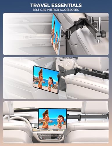 OHLPRO Car Headrest Tablet Holder, iPad Holder for Back Seat with Foldable Telescopic Arm, Magnetic Mount with MagSafe Compatibility for Phones, Fits iPad, Tablet, Road Trip Essentials for Kids