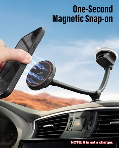 APPS2Car Cell Phone Car Mount for MagSafe, 14'' Windshield Phone Mount - color: Black