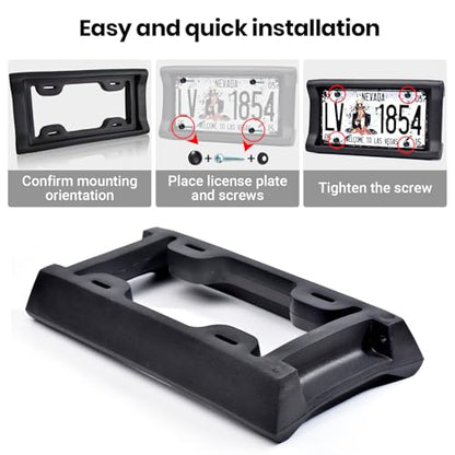 AR-PRO Ultimate License Plate Bumper Guard Screws Included - 2.3" Thick Rubber License Plate Mount Protects Bumper from Scratches and Dents - Universal Fit for Cars, Trucks, SUVs, and Vans - size: 1 Pack - Standard (2.3" Thick)