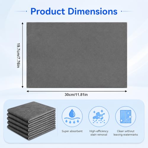5Pcs Magic Cleaning Cloth,Microfiber Cleaning Cloths Lint Free Reusable Cleaning Rags for Glass,Window,Kitchen,Stainless Steel,Cars & Screens(7.87X11.81in)