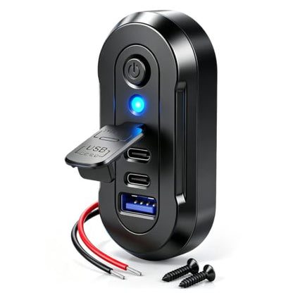 90W 12V RV USB Outlet 3 Port Wall Mount Quick Car Charger Waterproof - color: Black, size: 1P