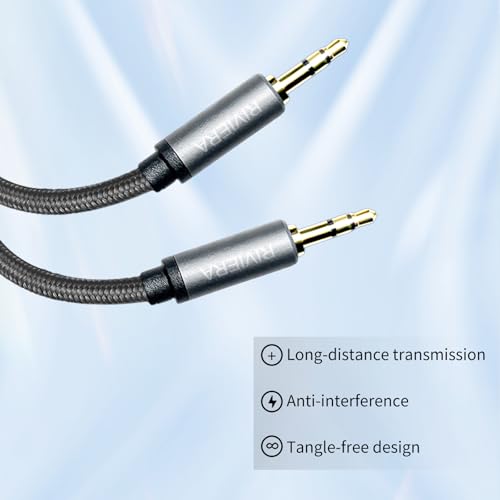 RIVIERA 6.0FT/1.8M Audio Cable 3.5mm 1/8" TRS to 3.5mm 1/8" TRS Braided Sheild Pure Copper Wire and 24K Gold Plated Low Noise Cable with Braided Nylon Jacket for Digital Players & Musical Instruments - color: Dual 1/8 TRS Black, size: 6FT/1.8M