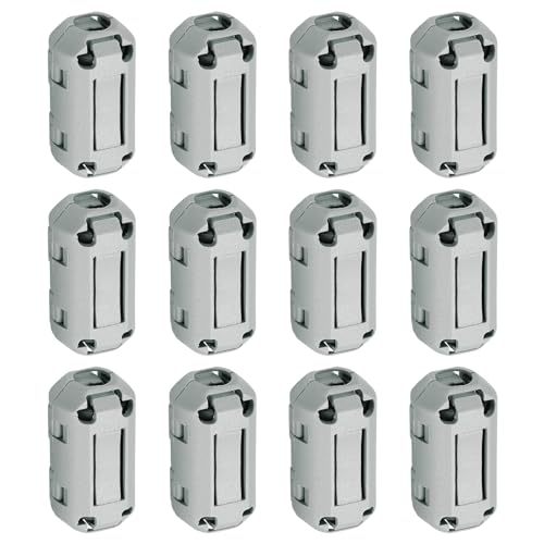 uxcell 12 Pcs Ferrite Filter Ring Core RFI EMI Noise Suppression Cable Clip ID 7mm 0.28Inch Regular Styles for Electronic Devices, Industry, Grey - color: Grey, size: 7mm