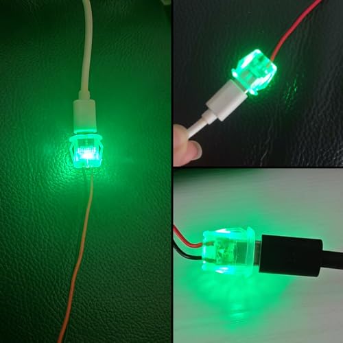 10PCS LED USB Type-C Female Chassis,3A 2-pin Soldering Jack,2 Wire USB C Panel Mount Connector,24AWG USB C Pigtail Cable Extension Power Cable (with LED) - style: F
