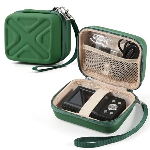 Digital Camera Case for AbergBest 21 Mega Pixels 2.7" LCD Rechargeable HD/Kodak Pixpro/Canon PowerShot ELPH 180/190/Sony DSCW800/DSCW830 Cameras, Travel Carrying Protective Case for Camera- Darkgreen - color: Green