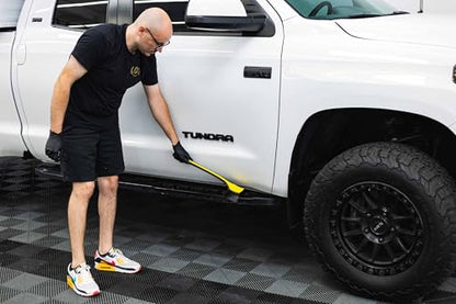 Detail Factory - Fender Well Brush - Ergonomic ProGrip Handle, Stiff Synthetic Bristles, Ergonomic Design, Clean Your Wheel Wells with Ease - Live Wire - color: Live Wire