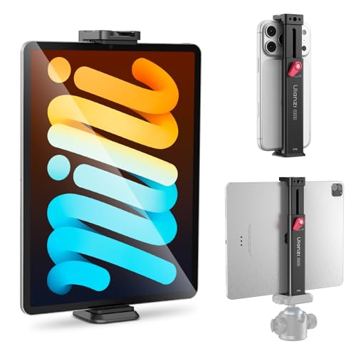ULANZI Select CA15 iPad Tripod Mount, Aluminum Tablet Clamp, Fits 7.9"-12.9" iPad/mini/Air/Pro, One-Push Quick Lock, Arca-Uka Base + 1/4" + Cold Shoe, Tablet Holder for Video Recording/YouTube/TikTok - size: 7.9"-12.9"-CA15