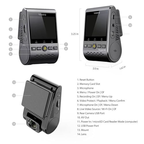 VIOFO Dual Dash Cam, 2K 1440P 60fps+1080P 30fps Front and Rear Dash Camera with Wi-Fi GPS, Parking Mode, Emergency Recording, Super Capacitor, Motion Detection (A129 Plus Duo)