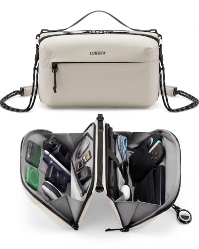LUGGEX Electronics Organizer Travel Case, Tech Pouch with Crossbody Strap