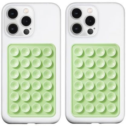 LvShuLiangPin Anteel 2 Pack Silicone Suction Phone Case Mount, Silicon Adhesive Phone Grip for Smartphones, Hands-Free Mirror Shower Phone Holder for Selfies, Tiktok Videos (Light Green) - color: Light Green