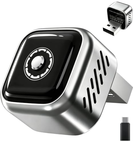 2026 Upgraded Wireless CarPlay Adapter with Buttons for Privacy Call & Two-Phone Fast Switch, Aluminum Cooling, Dual-Band WiFi, Mini Cable-Free, Compatible with Apple iPhone & Android Auto, Gray
