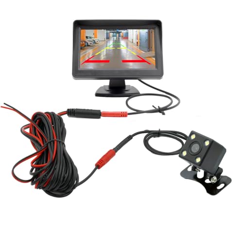 4.3 Inch TFT LCD Car Monitor Vehicle Rear View Reverse Backup Car LED Camera Video Parking System for Cars,Trucks,Pickups,Suvs, Easy Install, VS-S4301