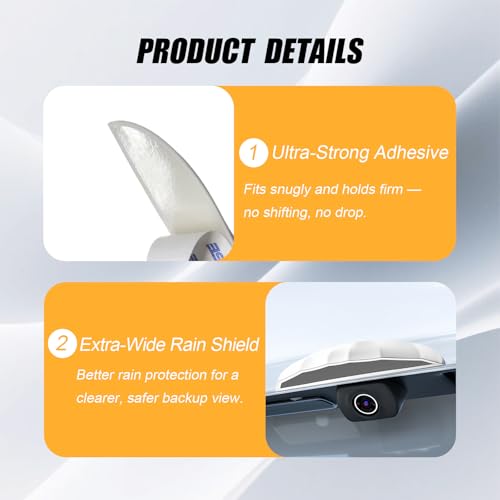 Universal Car Backup Camera Rain Shield, Reversing Camera Anti-Rain Cover, Non-Destructive Adhesion, Silicone Protection Cover Compatible with Most Vehicle (White) - color: White