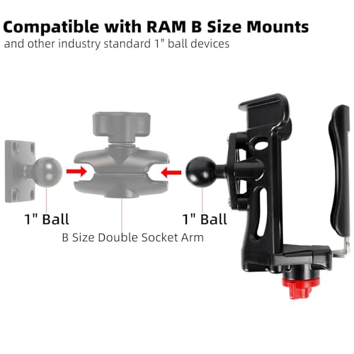 Cup Drink Holder Base with 1" Ball for RAM Mounts, Extra Large Adjustable Size Water Bottle Holder for 2.36-3.54" Diameter Bottles, Fits RAM B Size Double Socket Arms - size: Cup Holder (Base Only)