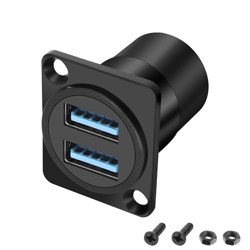 XMSJSIY USB 3.0 Panel Threaded Fixed Mount Adapter Dual USB Type-A Socket - style: D-Type
