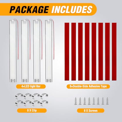 Nilight LED Interior Light Bar 4PCS 15.4 Inch Strip Lights - color: White Interior Lights-15.4" 4PCS