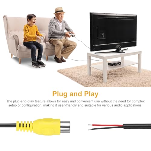 MECCANIXITY 0.7FT RCA to Bare Wire Speaker Cable, 22AWG Replacement RCA Female Plug to Open End Pigtail Audio Cable Connector Adapter for Amplifier, Home Audio Speakers