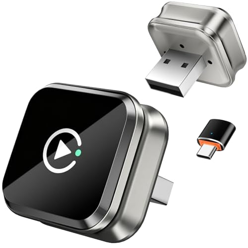 Apple CarPlay Wireless Adapter, 2-in-1 for Android Auto, Gunmetal
