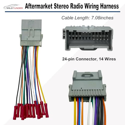 Radio Wiring Harness for Chevy 2003-2012 GMC 2002-2012 Buick 2004-2009 24Pin Car Stereo Harness Adapter with Antenna Car Radio Stereo Harness Install Kit for Colorado Envoy Terraza Hummer Impala