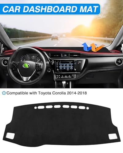Cartist Black Dash Cover for 2014-2018 Toyota Corolla Dashboard Cover Mat - size: 14-18 Corolla(Black)