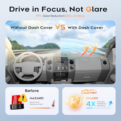 CARTIST Beige Dash Cover for 2004-2008 Ford F150 F-150 Dashboard Cover Accessories,Non-Slip Anti-Glare UV Protection Dashboard Mat - color: 4)04-08 F-150(Beige)