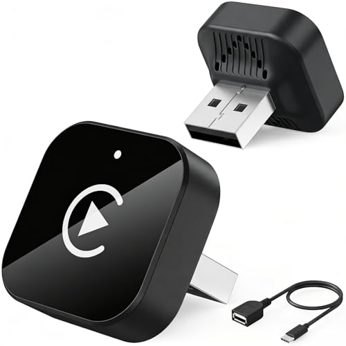 (2026 Upgraded) 2 in 1 Wireless CarPlay Adapter for Apple iPhone＆Android - color: Dark black