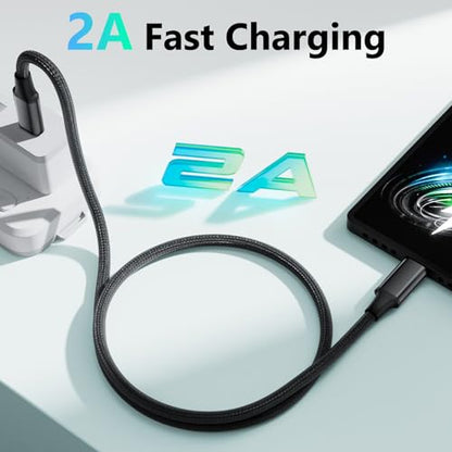 Short USB C to Mini USB Cable 0.25M, Braided USB-C to Mini-B 5-Pin Cord, OTG Charging Sync Data for PC Hero 3+, PS3 Controller, MP3/4, Dash Cam, GPS Receiver, and More Devices - size: 0.8FT