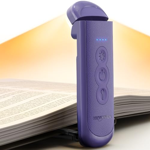 HIONXMGA Rechargeable Book Light,Clip-On Reading Light for Books in Bed - color: Purple