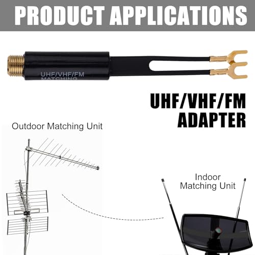5pcs 75 Ohm to 300 Ohm Coax Adapter, UHF/VHF/FM Match Transformer Converter - color: black+gold