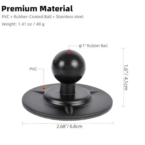1" Ball Adhesive Base Compatible with RAM Mounts B Size Double Socket Arm, Flexible Adhesive Mount for Motorcycle Gas Tank & Car Dashboard - GPS Phone Holder Accessories - style: 1" Ball Adhesive Base