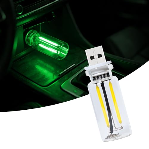 Car USB Night Light Touch Dimmable - 1-Pack Retro LED Filament Lamp for Truck Interior, Bedroom & Camping | Glass Bottle Ambiance Lighting (Green) - color: 1 PCS (Green)