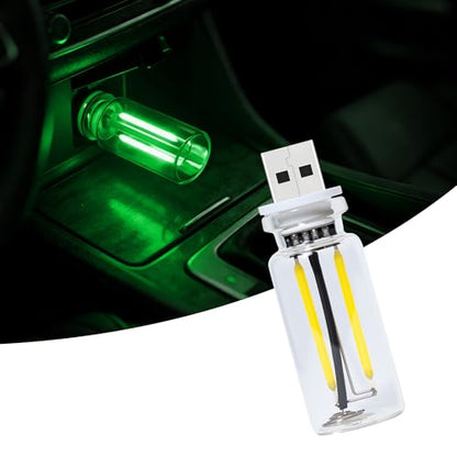Car USB Night Light Touch Dimmable - 1-Pack Retro LED Filament Lamp for Truck Interior, Bedroom & Camping | Glass Bottle Ambiance Lighting (Green) - color: 1 PCS (Green)